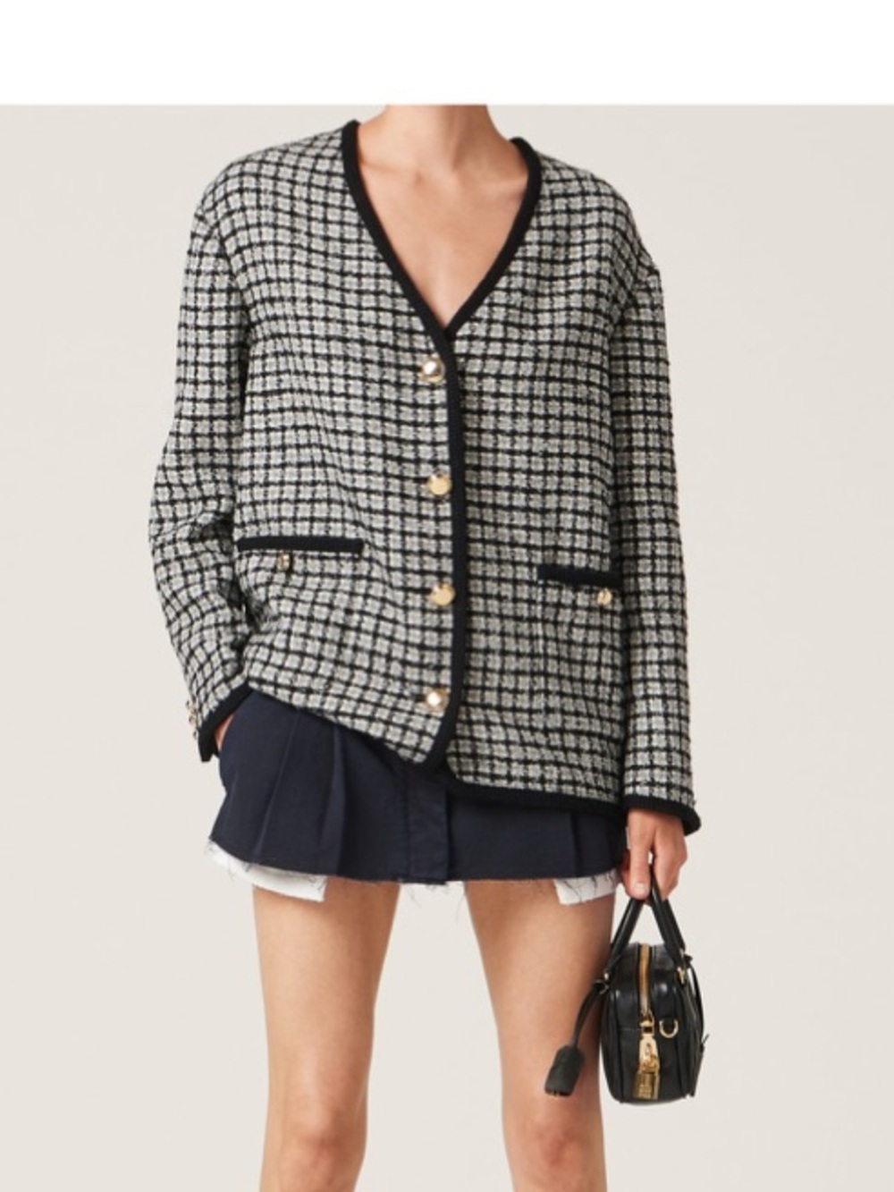 Miu Miu Checked Oversized Textured Cardigan Size 40